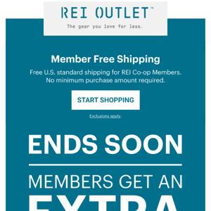 Ends Soon—Extra 20% Off One REI Outlet Item