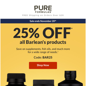 You'll like this: 25% off all Barlean's products