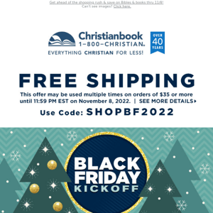 Free Shipping + Bibles & Books on Sale ~ Black Friday Kickoff