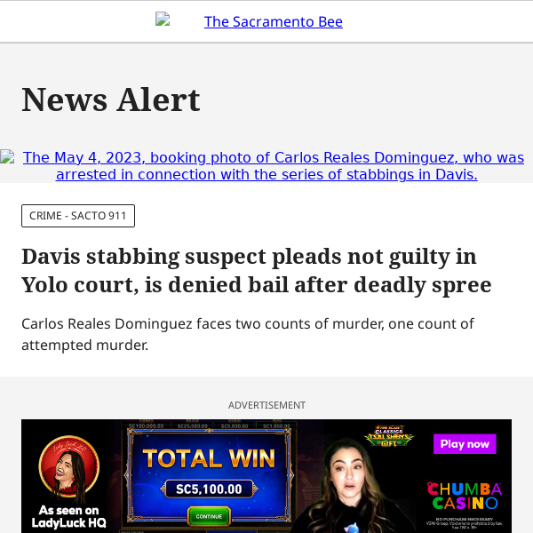 Davis stabbing suspect pleads not guilty, is denied bail after deadly spree
