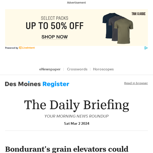 Daily Briefing: Bondurant's grain elevators could become hotel under new downtown plan