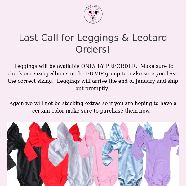 🚨LAST CALL for Leggings & Leotard Order