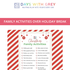 Family Activity List for the Holidays