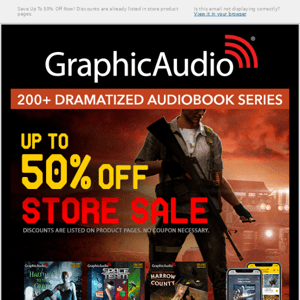 Save Up To 50% Off Dramatized Audiobooks from 200 different series 🎧