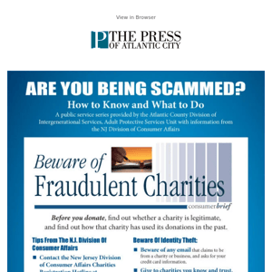 ADV: Are You Being Scammed? Beware of Fraudulent Charities
