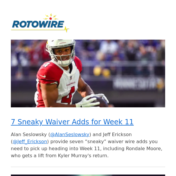 7 Sneaky Waiver Adds for Week 11