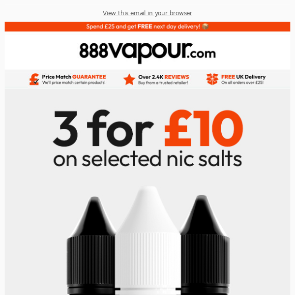 3 for £10 on OVER 140 Nic Salts! 😮