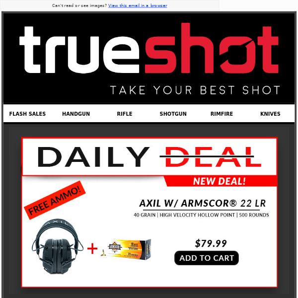 DAILY DEAL! | Free Ammo | $9.99 Flat Rate Shipping