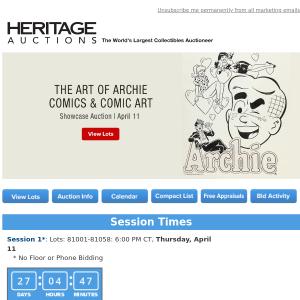 Bid Now: April 11 The Art of Archie Comics & Comic Art  Showcase Auction