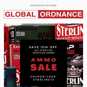 LAST CHANCE: 10% Off Sterling Shotgun Ammo