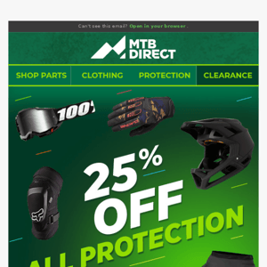 25% Off All Protective Gear, $15 off Cleanskin C-Flat Pedals