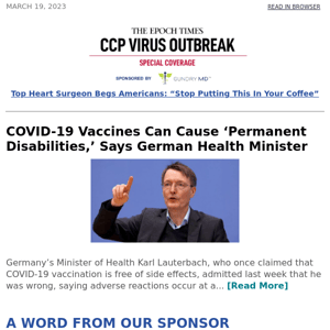 COVID-19 Vaccines Can Cause ‘Permanent Disabilities,’ Says German Health Minister