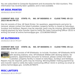 GSA Auctions Computer Equipment and Accessories Update