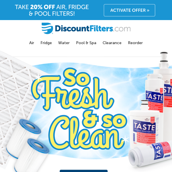 Stay Cool with 20% off Air, Fridge & Pool Filters