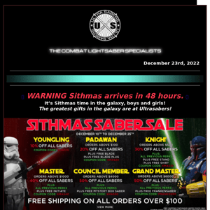 🚨🎄 TWO DAYS LEFT! Don't Miss The Sithmas Holiday Event - Free Shipping, Free Sabers & MORE Ends 12/25!