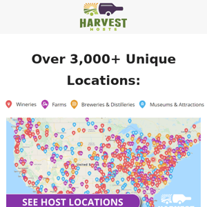 A Map of Our 3,000+ Harvest Hosts Locations