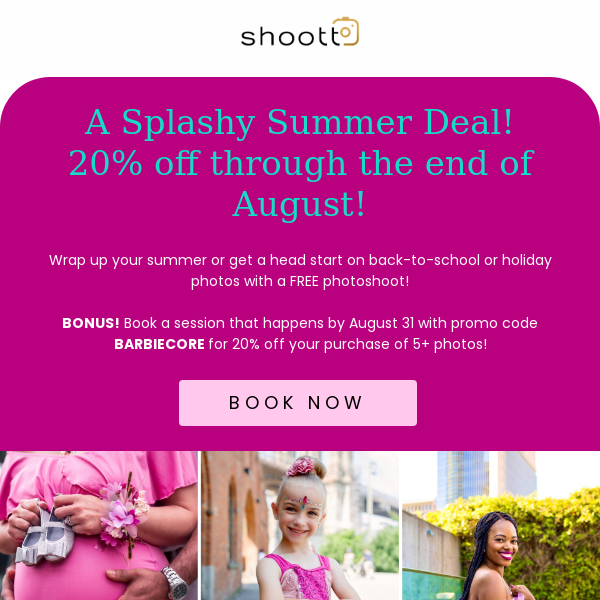 SUMMER SPECIAL: Free mini photo session and up to 32% off photos!