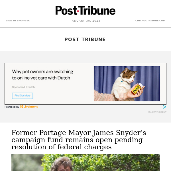 Ex-Portage Mayor James Snyder’s campaign fund remains open pending resolution of federal charges | Portage’s E’Shawn Tolbert continues to ascend in wrestling