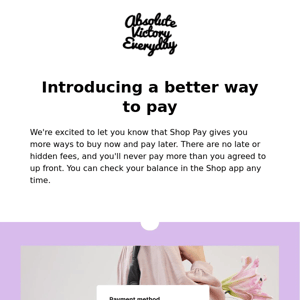 Now you can buy now and pay later with Shop Pay!