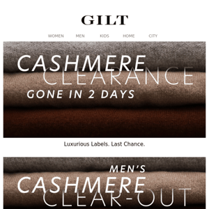 Quick! 2-DAY Cashmere Clear-Out is ON.
