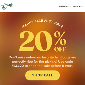 Don’t miss 20% off sitewide!