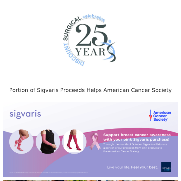 Shop Sigvaris and Stand Against Breast Cancer: Every Purchase Helps the American Cancer Society!