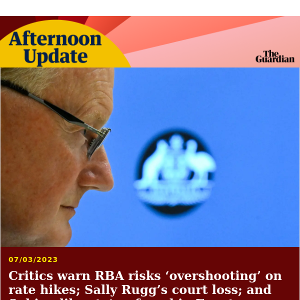 RBA lifts rate but hints at pause | Afternoon Update from Guardian Australia