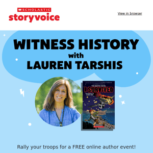 Next Thursday, March 14: Lauren Tarshis free LIVE author event