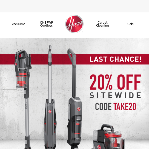 Grab Your Last Chance! 20% Off Sitewide at Hoover 🎉 - Hoover Vacuums