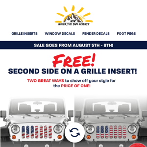 Last Chance - Ends Tomorrow! 🆓 FREE Second Side On Grille Insert ($49 value) During Flash SALE!