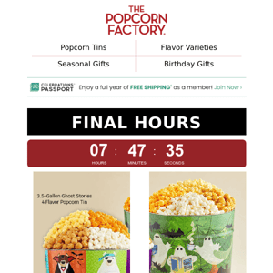 Final hours to save on Halloween popcorn tins!