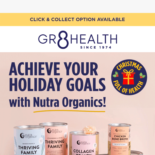 20%OFF 📣 Achieve your Holiday Goals with Nutra Organics!