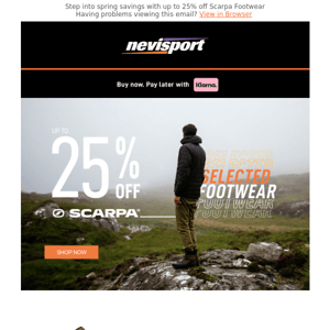 Up to 25% off Selected Scarpa Footwear