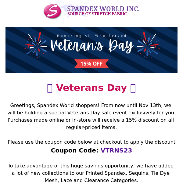 Veterans Day Sale