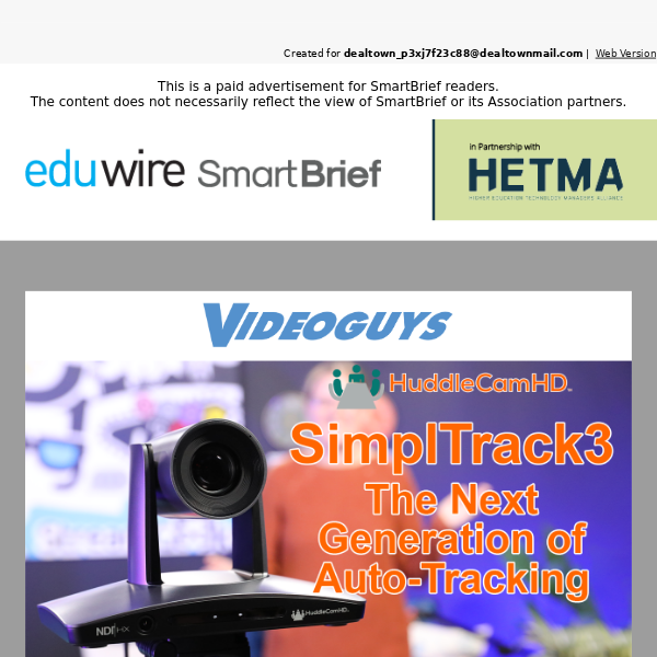 HuddleCamHD SimplTrack3 is the Next Generation of Auto Tracking Camera