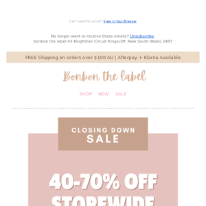 🚨 CLOSING DOWN SALE 🚨