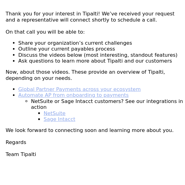 Follow-up on your Tipalti demo request