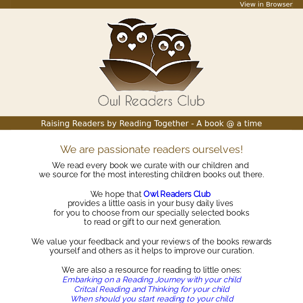 Thank you for being part of Owl Readers Club