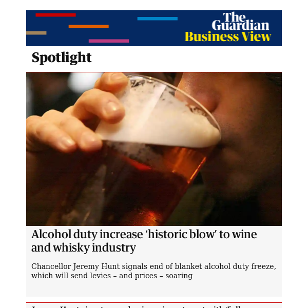 Business View: Alcohol duty increase ‘historic blow’ to wine and whisky industry