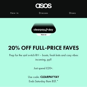 20% off full-price faves