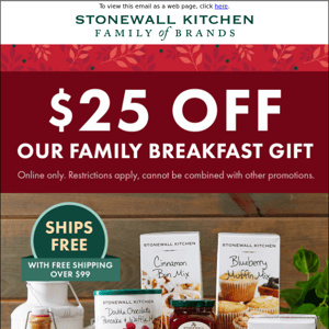 Daily Deal: $25 OFF + Free Shipping on Our Family Breakfast Gift Basket!