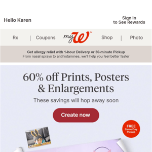 How does a 60% discount on Photo Prints, Posters, & Enlargements sound? Take a look at these offers today. 👀