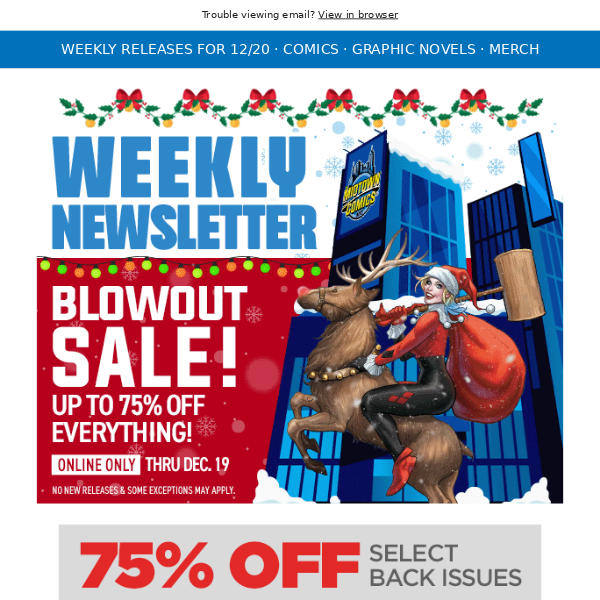 Up to 75% Off Holiday Blowout Sale Online!  Original X-Men #1, ASM #40 Gang War, Batman Off-World, Fall of X, Star Wars Revelations (2023) #1, & more!