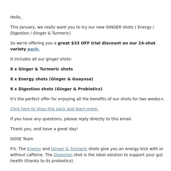 ginger shots trial offer for new customer