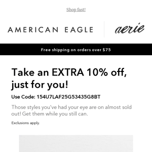 Going, going... take  an extra 10% off before your faves are GONE