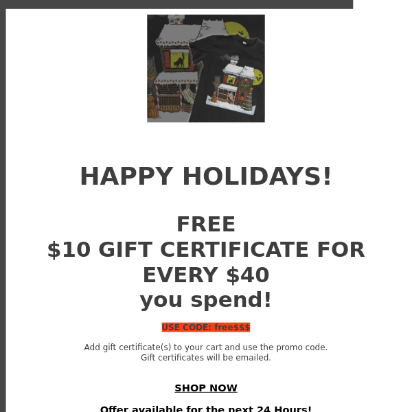 Free $10 Gift Certificate Available!