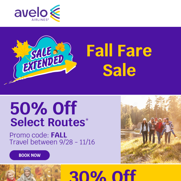 Fall Fare Sale Extended for ONE day ONLY!