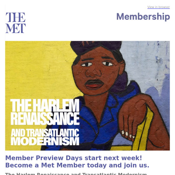 Member Previews Start Next Week | 'The Harlem Renaissance and Transatlantic Modernism'