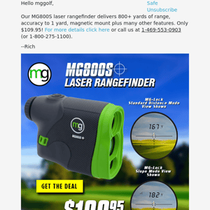 In Stock! Highest Quality Laser Rangefinder w/slope+magnet, $109.95!!!