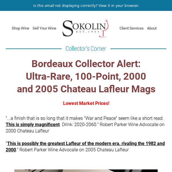 Rare Magnums of 100-Point, 2000 and 2005 Chateau Lafleur - Market Low Prices